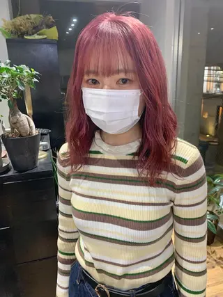 ミディアム カラー ミルクティーベージュ ブリーチ 店長 清水のヘアスタイル