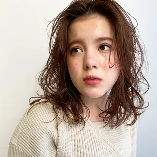 ミディアム パーマ 低ダメージパーマ ケアパーマ/武田明大のヘアスタイル