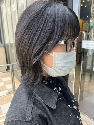 ミディアム カラー パーマ メンズ 久木原 ゆりのヘアスタイル