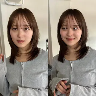 ミディアム 透明感カラー/顔周り カット/ののか💞のヘアスタイル