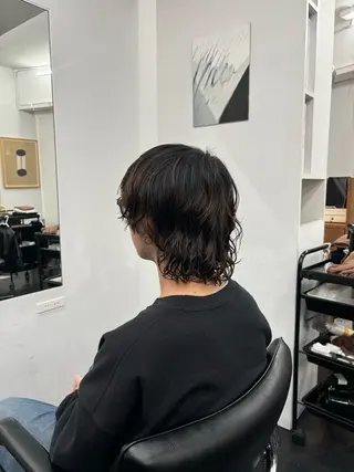 ロング パーマ メンズ 【ヤマザキアヤメ】 艶カラー/縮毛矯正のヘアスタイル