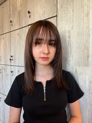 セミロング カラー 似合わせレイヤー/ Wカラー🧸こころのヘアスタイル