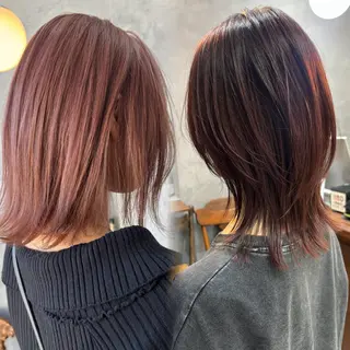 ミディアム カラー レイヤー/縮毛矯正 松田空優哉のヘアスタイル