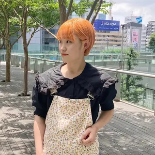 ミディアム カラー 暖色/艶髪/ボブ/ ショート/Ayaのヘアスタイル