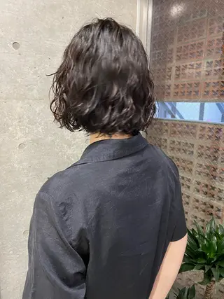 ミディアム パーマ ショートボブ/似合 わせショート/表参道のヘアスタイル