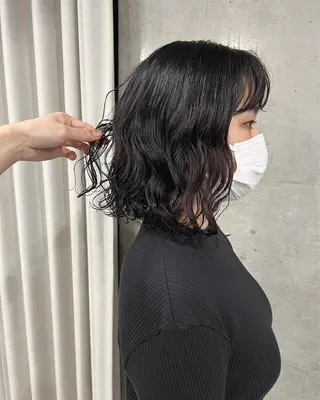 ミディアム パーマ ボブパーマコテ巻き風 パーマNo1深江秀平のヘアスタイル
