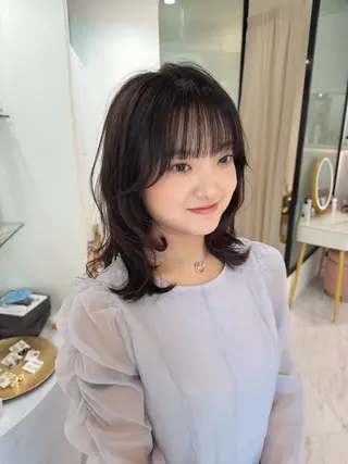 ミディアム カラー SAYAKA 🍒／ボブ／暖色のヘアスタイル