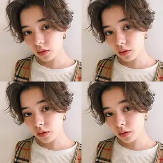 ショート カラー パーマ ヘアアレンジ 松田 亮葉のヘアスタイル