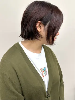 ミディアム カラー ボブ/ゆるふわ ボブパーマ/とういのヘアスタイル