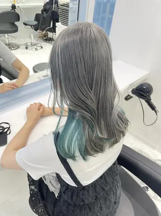 カラー ロング 韓国アイドル🤍ブリ ーチカラー🤍わかなのヘアスタイル