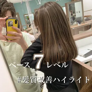 セミロング カラー ヘアアレンジ 白髪ぼかしハイライト 茗荷谷駅徒歩2分のヘアスタイル