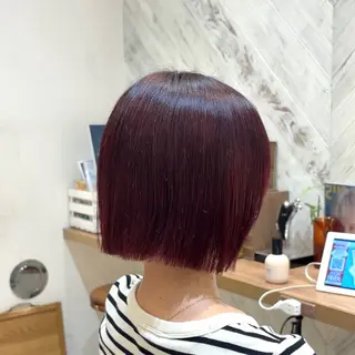 ミディアム カラー 横浜パーマ🌐ボブ✨ 暖色カラーもえかのヘアスタイル