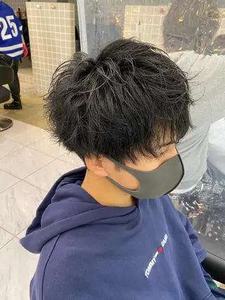 ミディアム パーマ ヘアアレンジ メンズ特化 水口湧太のヘアスタイル