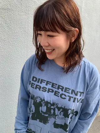 ミディアム パーマ 落合 妙佳のヘアスタイル