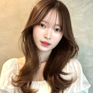セミロング 🌹ハッシュカット、 レイヤー韓国ヘア🌹のヘアスタイル