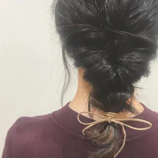 セミロング ヘアアレンジ 愛されヘア/ 暖色カラー/まいこのヘアスタイル
