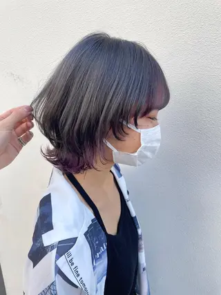 ミディアム ブリーチ/ウルフ ハッシュカット/石山のヘアスタイル