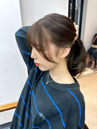ミディアム パーマ ヘアアレンジ メンズ キッズ レイヤーカット／顔周 りカット/縮毛矯正のヘアスタイル