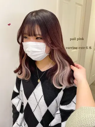 セミロング カラー シールエクステ横浜 🐏☁️miminaのヘアスタイル