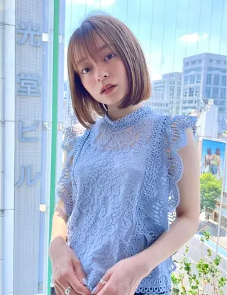 ショート カラー 縮毛矯正×艶髪カラー 髪質改善/三ツ木のヘアスタイル