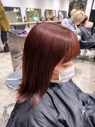 ミディアム 🌷モア 🌷暖色カラー・ボブのヘアスタイル