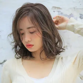 ミディアム カラー パーマ 町田/レイヤーカット ハッシュカット/八木のヘアスタイル