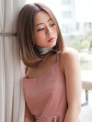ミディアム カラー パーマ ヘアアレンジ 髪質改善/韓国風 レイヤー/田村祐樹のヘアスタイル
