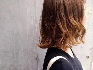 ミディアム カラー パーマ キノシタ マユのヘアスタイル