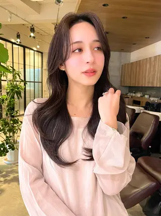 セミロング カラー パーマ ヘアアレンジ 【くせ毛解消】縮毛 髪質改善✨たくみ✨のヘアスタイル