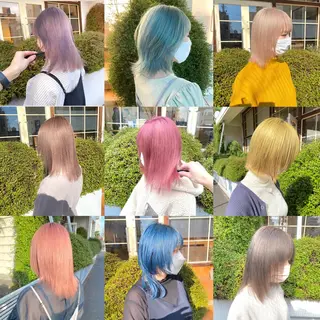 ミディアム カラー ヘアアレンジ ハイトーンカラー🌈 メンズパーマ鈴木康平のヘアスタイル