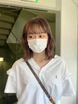 ミディアム デザインカラー/ボブ ブリーチカラー/ユリのヘアスタイル