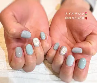 ネイル ショートネイル 森のさんぽ道のネイルデザイン