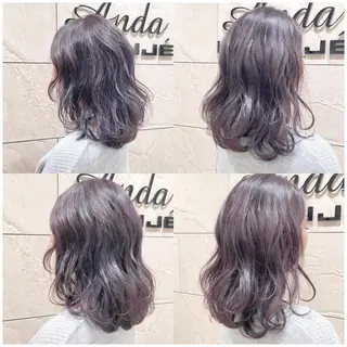 ミディアム カラー パーマ ヘアアレンジ ハイトーン特化🤍 浦住のヘアスタイル