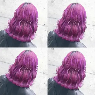 ミディアム カラー ヘアアレンジ TAKUMAブリーチ /切りっぱなし🪽のヘアスタイル