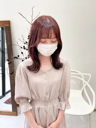 ミディアム カラー ヘアアレンジ ena/ブリーチなし 透明感・レイヤー🎀のヘアスタイル