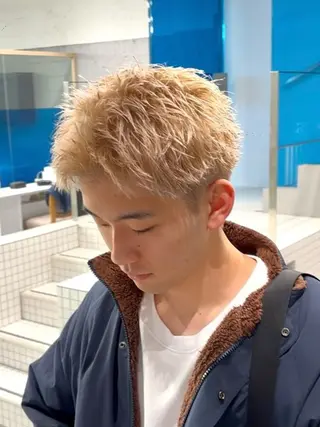 ショート カラー メンズ メンズパーマ特化 ふうきのヘアスタイル