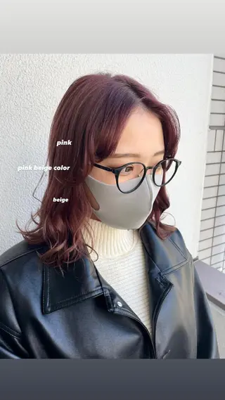 ミディアム カラー パーマ ヘアアレンジ メンズ キッズ ネイル マツエク・マツパ 透明感カラー・レイヤ ー🎀amika🎀のヘアスタイル