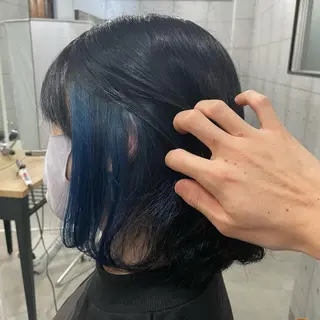 ミディアム カラー パーマ ヘアアレンジ メンズ キッズ ネイル マツエク・マツパ 切りっぱなしヘアボブ ミディアムヘアRYOのヘアスタイル