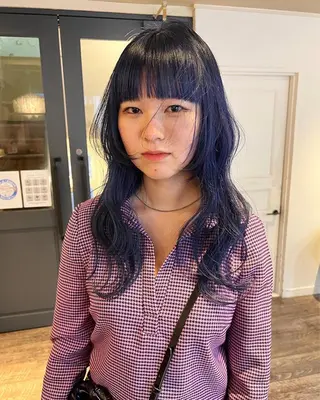 ロング カラー パーマ ヘアアレンジ メンズ キッズ ネイル マツエク・マツパ アイブロウ ウルフレイヤーカット /チヒロのヘアスタイル