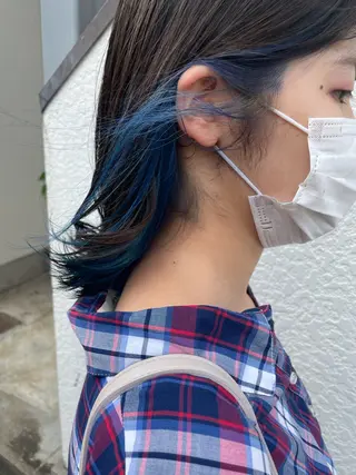 ミディアム カラー インナーカラー 推し ブリーチ  髪質改善のヘアスタイル