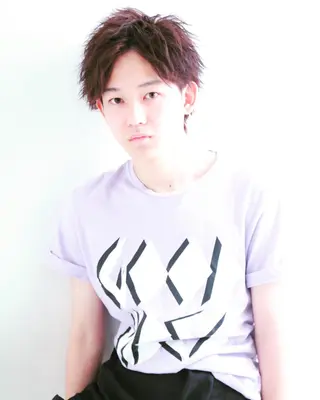 ミディアム カラー メンズ メンズヘア特化 崎田 成人のヘアスタイル