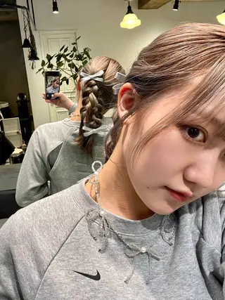セミロング カラー ヘアアレンジ ユウナ🎀レイヤー/ 暖色カラーのヘアスタイル