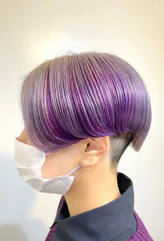 ショート カラー ブリーチ毛対応酸性 ストレート🌈サキのヘアスタイル