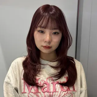 ロング 前髪カット/韓国/ モモカ🎀のヘアスタイル