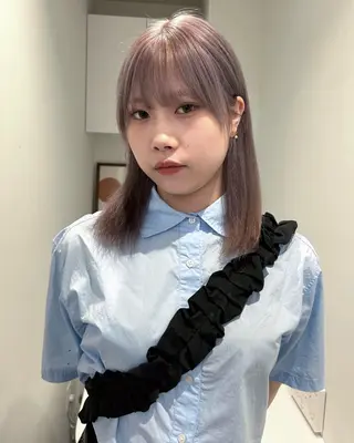 ミディアム ハルカ 透明感カラー 美髪縮毛矯正🥣のヘアスタイル