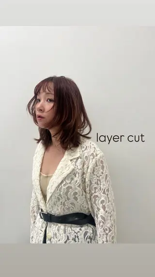 セミロング カラー 似合わせカット暖色 カラーhiyonaのヘアスタイル