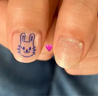 ネイル tsumeya ゆるかわ手描きネイルのネイルデザイン