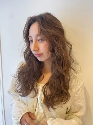 ロング カラー パーマ ヘアアレンジ ar北千住 あやみのヘアスタイル