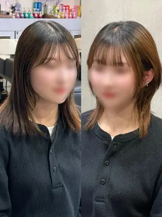 ミディアム 韓国タッセルカット レイヤーカットのヘアスタイル
