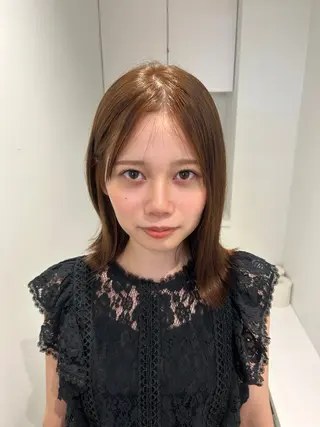 ミディアム ハルカ 透明感カラー 美髪縮毛矯正🥣のヘアスタイル